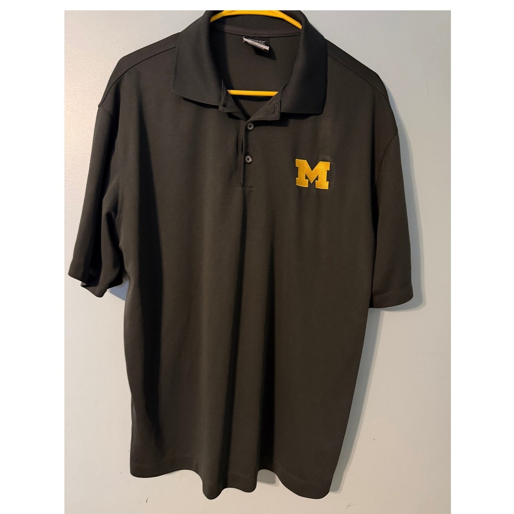 Nike‎ Golf Dri-FIT Michigan Wolverines Polo Shirt Men's Size Large Black   0509